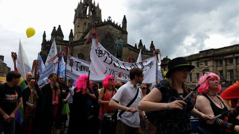 Processional Drummers and Torchbearers at Pride Scotia 2014