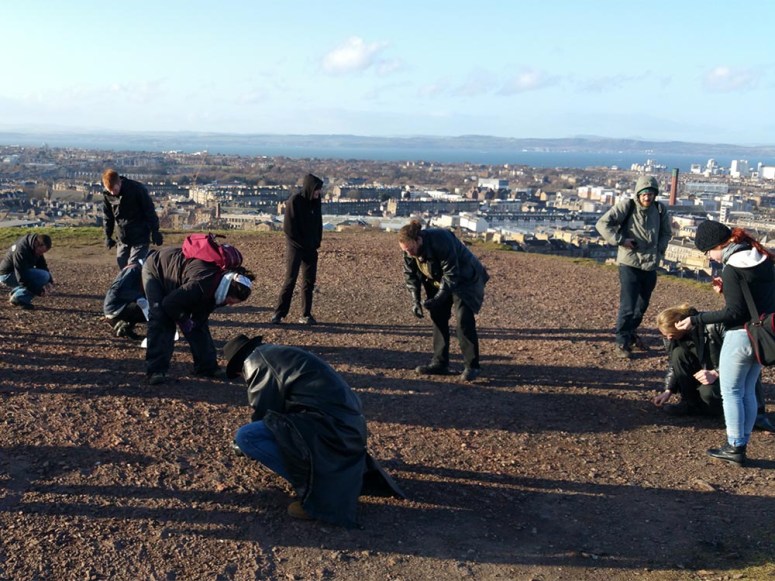 Stewards clearing the bonfire space