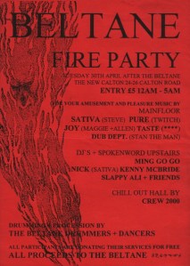 The Beltane 1996 After Party Flyer