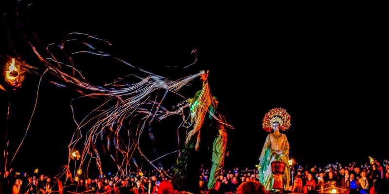 The May Queen and Green Man on stage at Beltane 2024